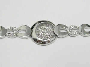 2.0 TCW Round Brilliant Cut Diamond Micro Pave Circles Bracelet 14kt White Gold