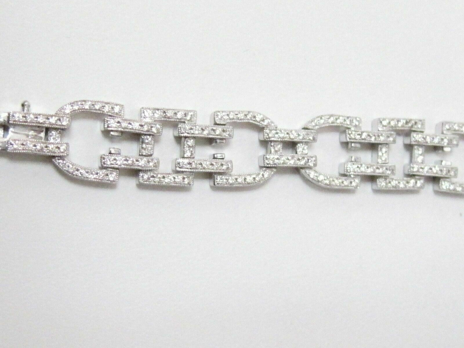 1.90 TCW Art-Deco Round Diamond Tennis Bracelet G VS2 18k White Gold 7.5 In Long