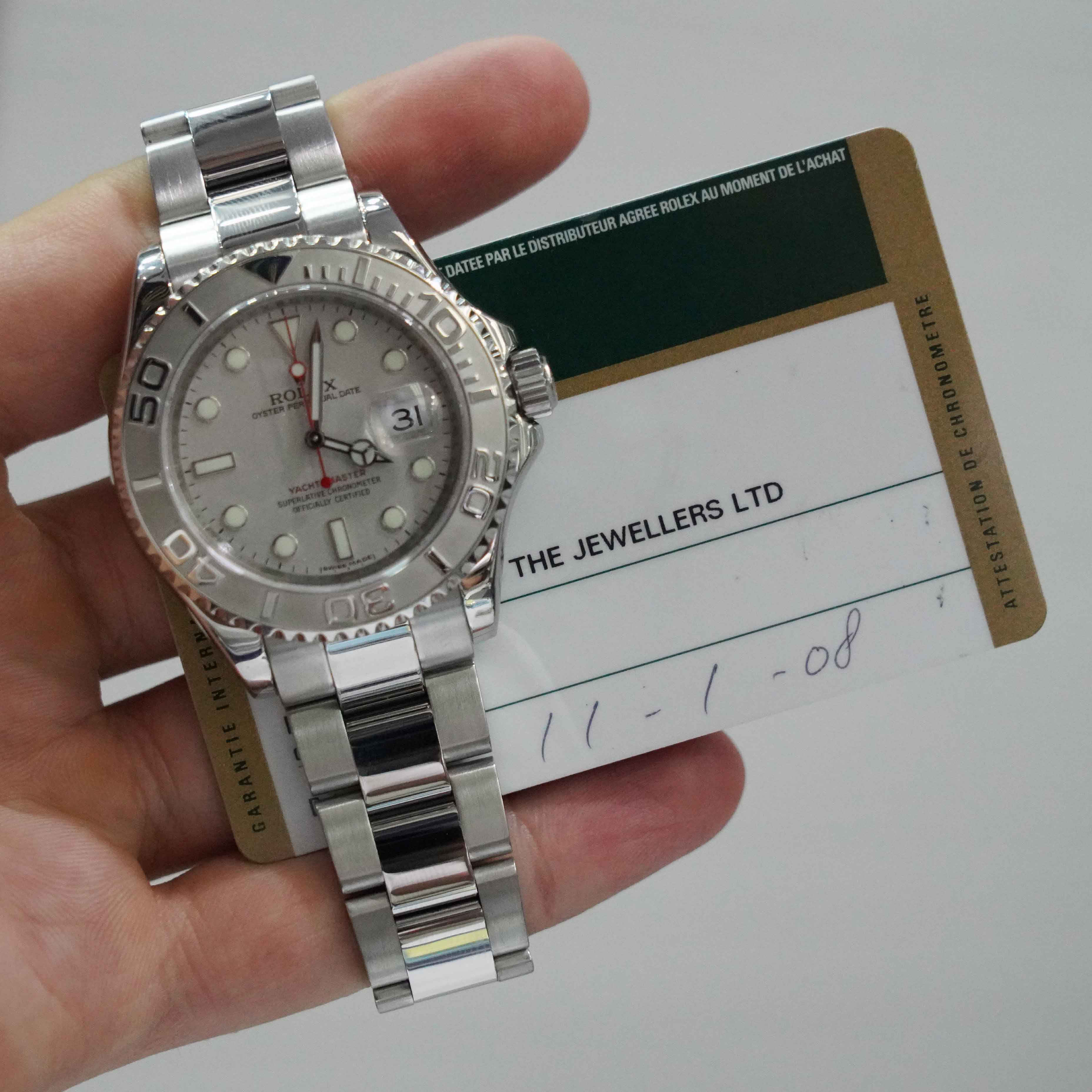 Rolex 40MM Mens Yacht-Master Platinum and Steel Watch Ref # 16622 Card