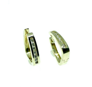0.40 Carats Channel Set Round Diamond Trapezoid Hoop Earrings 14K Yellow Gold