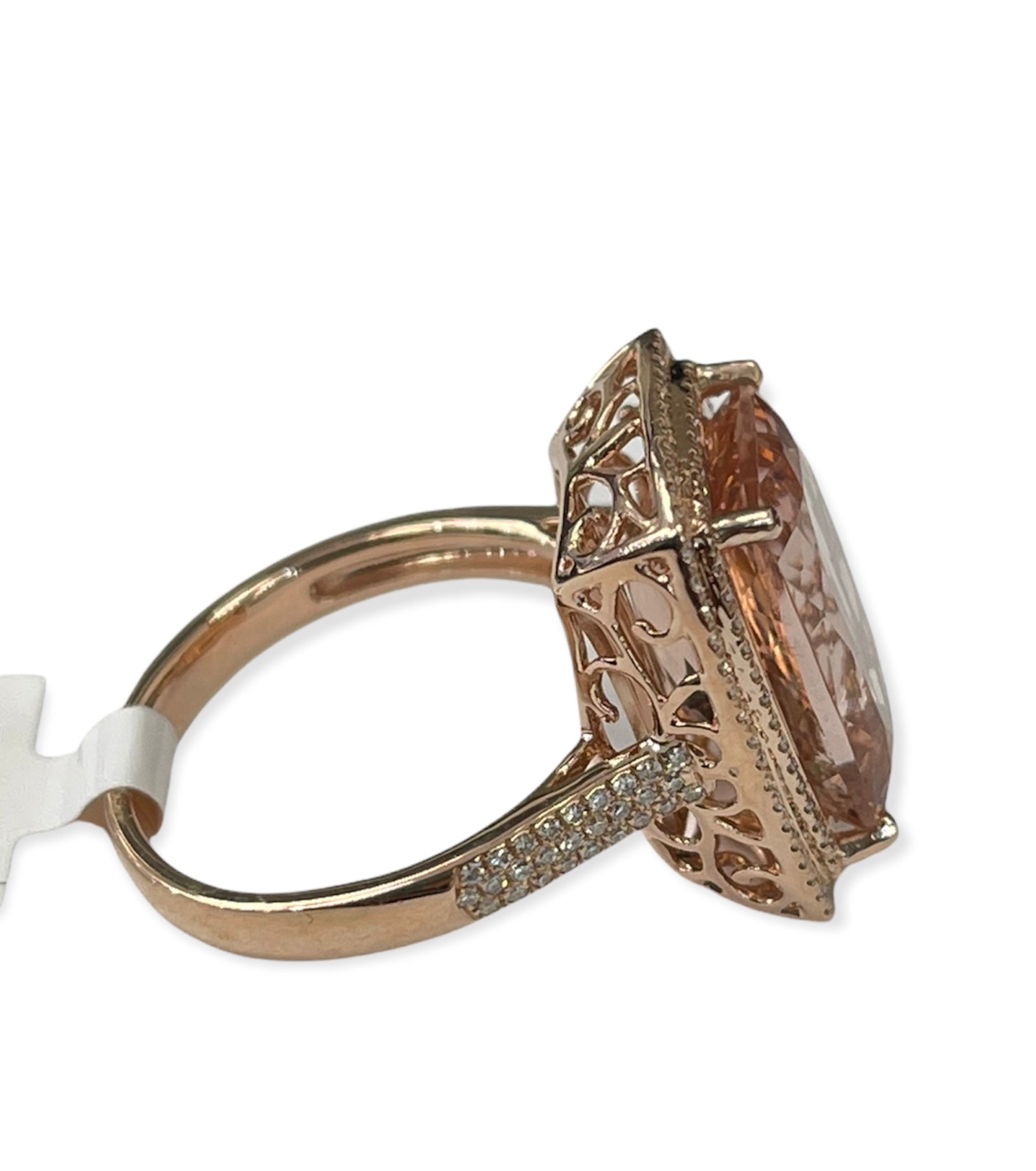 Morganite Gem Solitaire with Accents Diamond Ring Rose Gold