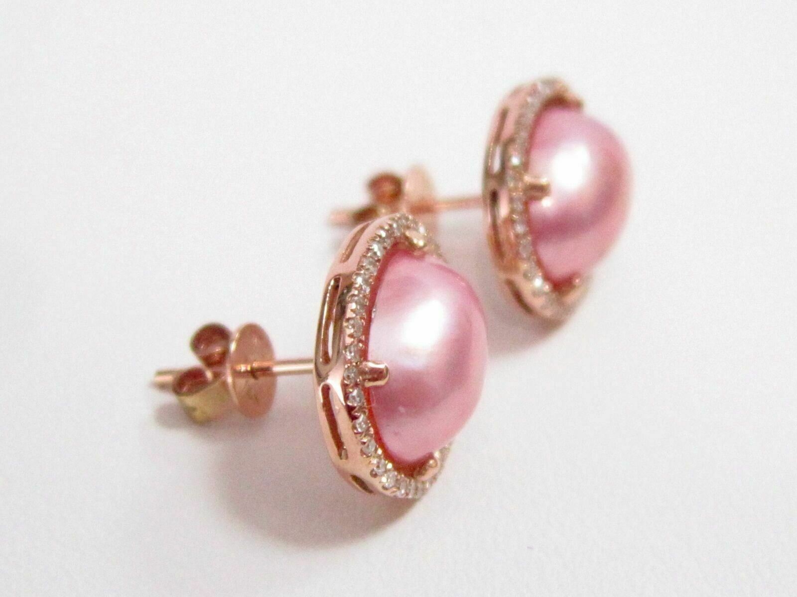 Freshwater Pink Pearl Earrings in 9ct Yellow Gold – NinaBreddal