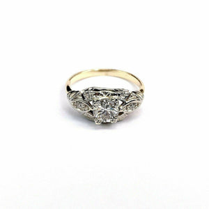 Antique 0.64 Carat t.w. Diamond Wedding/Engagement Ring 14K Gold 1950's