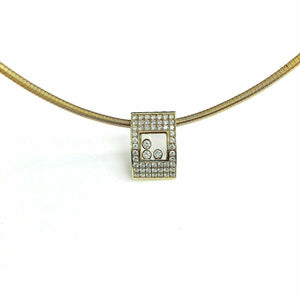 Chopard Happy Sport 18K Gold F VVS Diamond Pendant w Chopard 18K Gold Necklace