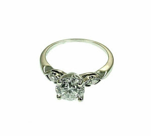 1.67 Carats Antique 3 Stone Round Diamond and Marquise Wedding Ring Platinum