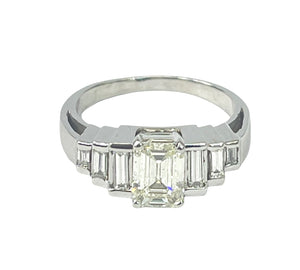 Emerald Cut Diamond Anniversary Ring White Gold