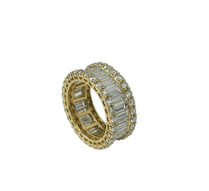 Baguette Natural Diamond Wide Band Ring Yellow Gold 18kt