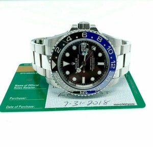 Rolex 40MM Ceramic GMT Master II Batman Stainless Steel Watch Ref 116710 2018