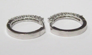Fine 14.2mm Single Row Hoop Diamond Earrings G-H SI-1 14kt White Gold