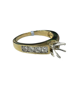 6 Prong Semi-Mounting Diamond Ring 18kt Yellow Gold