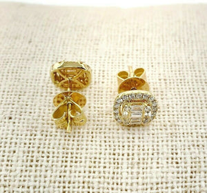 0.50 Carat t.w. Diamond Invisible Set Cushion Stud Earrings 18K Yellow Gold