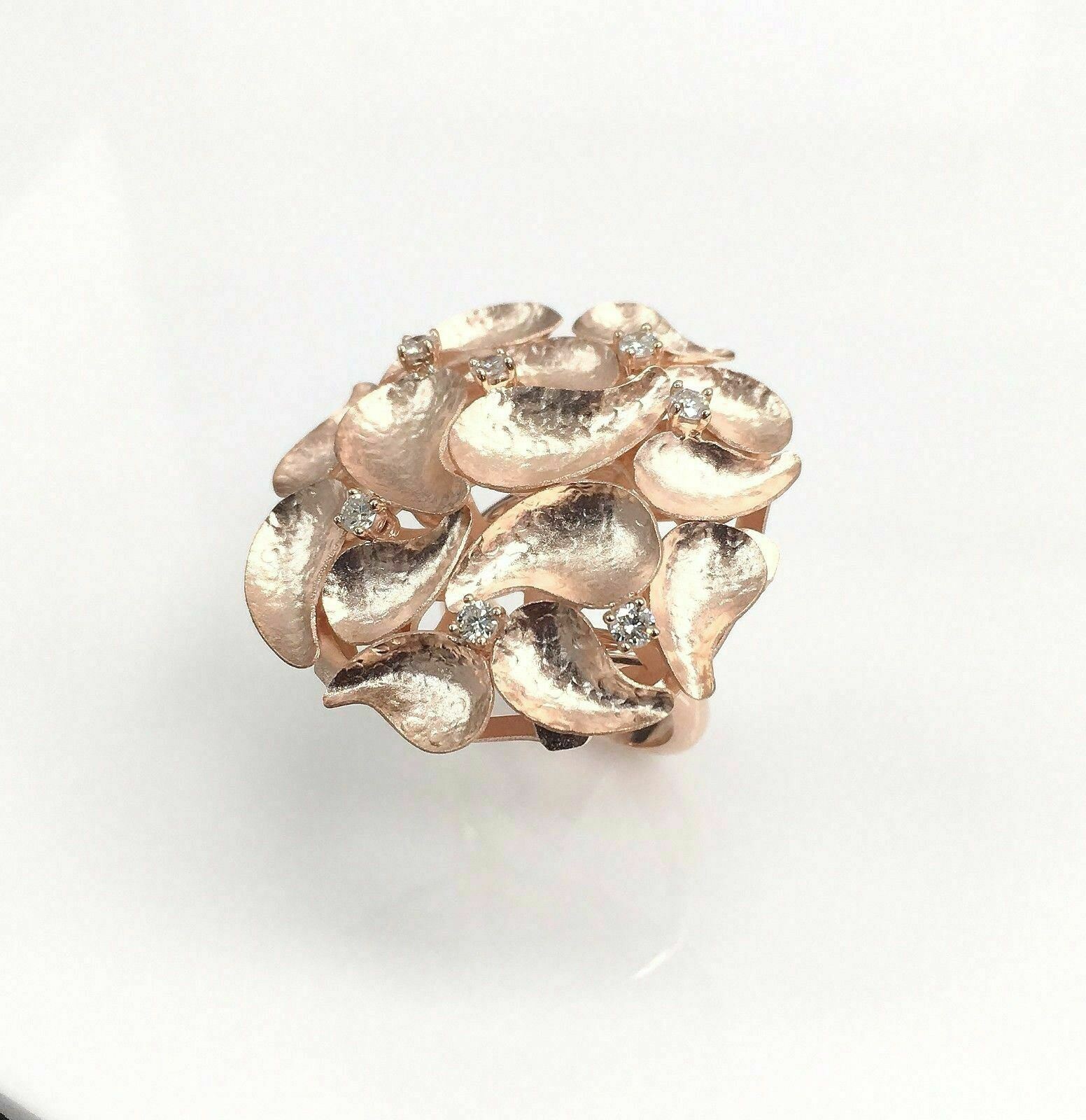0.38 Carats t.w. Custom Made Diamond Bouquet Ring 18K Rose Gold Brand New