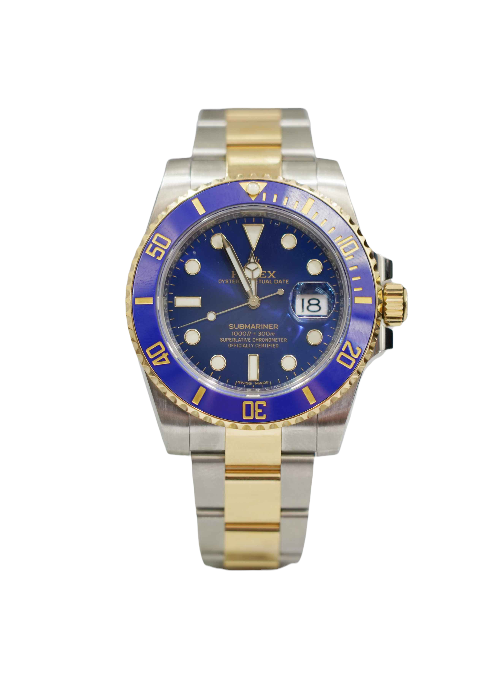 Rolex Ceramic Submariner Two Tone Date 116613 with Card dated 201 NGDC.LA