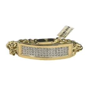 Double Link Diamond Bracelet ID Yellow Gold 14kt