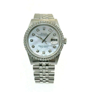 Rolex 36MM Datejust Diamond MOP Dial & Bezel Jubilee Band Stainless Steel Watch