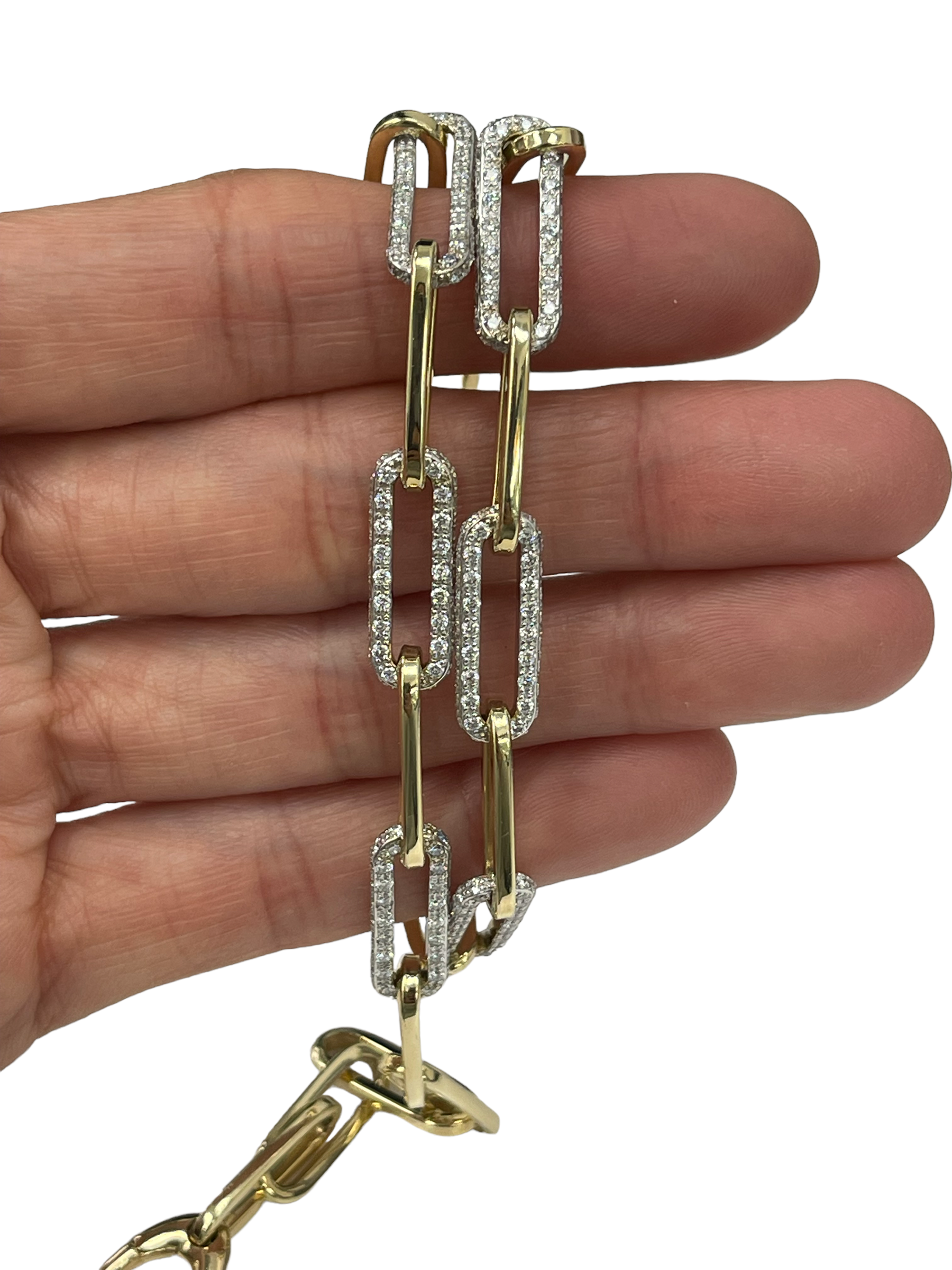Paper Clip Diamond Necklace Yellow Gold 14kt