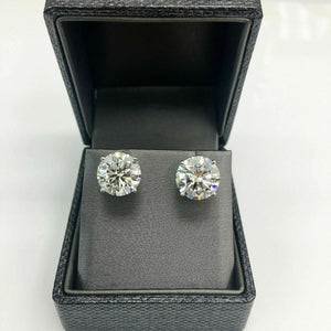 12.02 Cttw. GIA J SI1 Perfectly Matched Pair Stud Earrings On Platinum IDEAL CUT