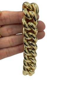 Puffed Yellow Gold Cuban Link Bracelet Italy 18kt