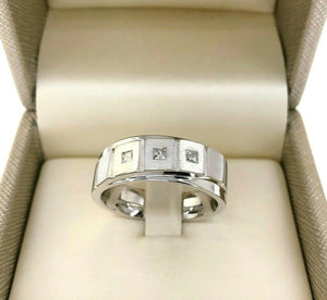 0.20 Carat Men's Bezel Set Square Diamond Ring/Wedding Brushed Band 14K Gold