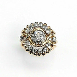 Antique 1950's 0.68 Carats t.w. Genie Diamond Ring Center is 0.35 Carat 18K Gold