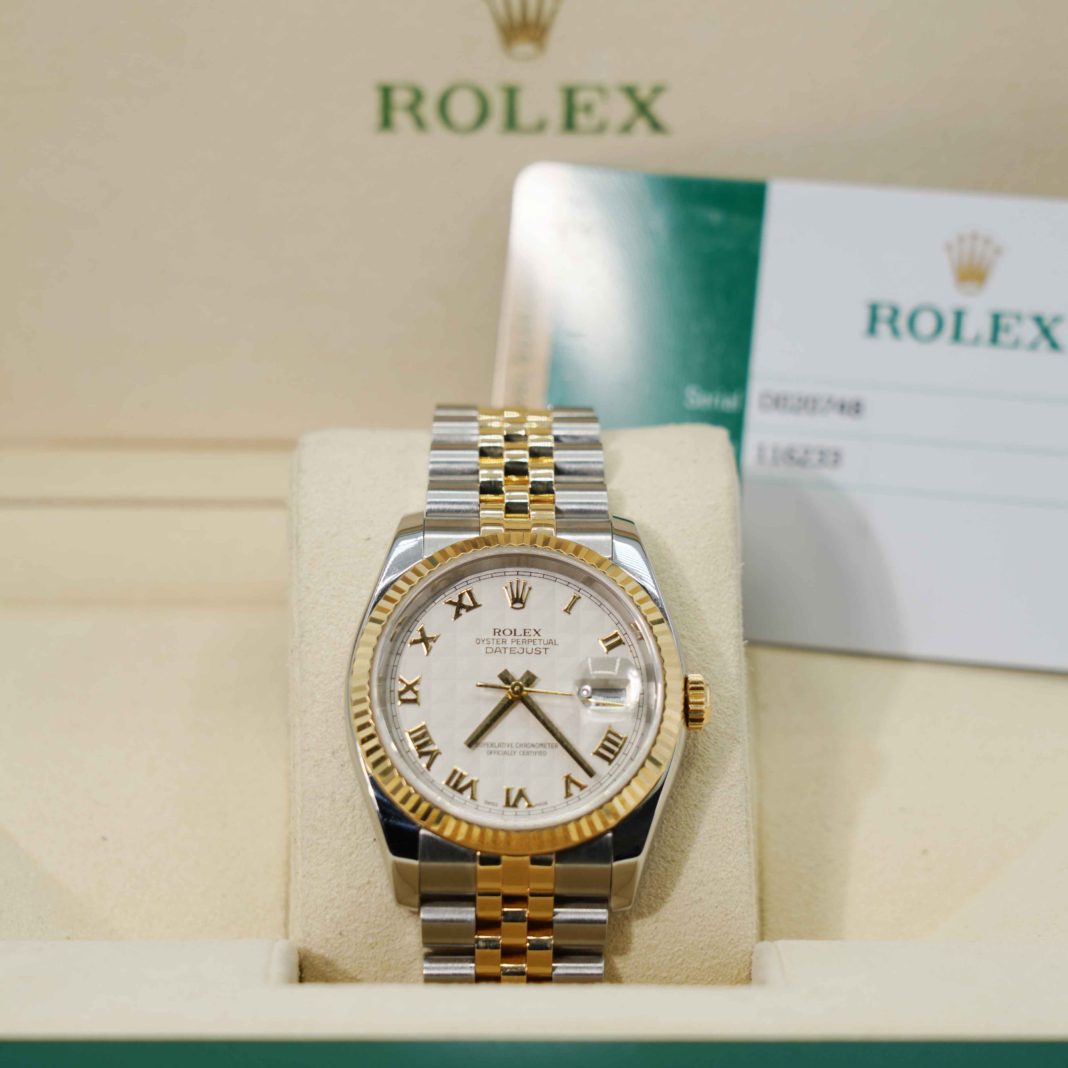 Rolex 36MM 18K Date Just Pyramid Dial Factory 116233 2005