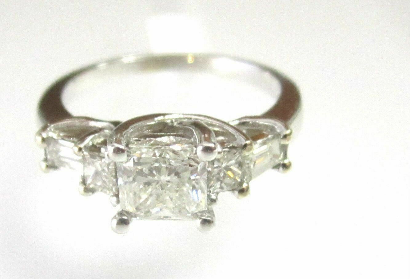 EGL Certified Center 1.01 Ct Princess Cut Corner Diamond Wedding Ring 14k WG