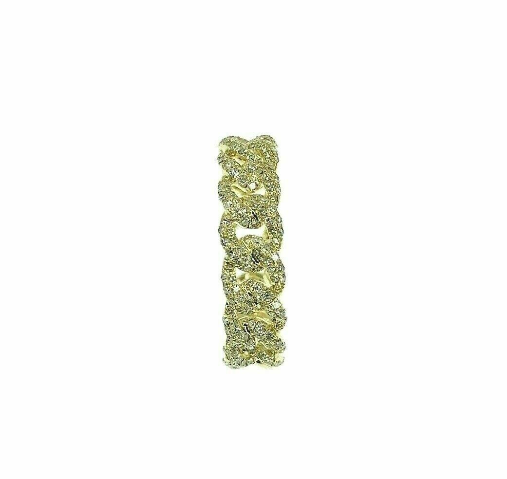 0.50 Carat t.w. Pave' Diamond Cuban Link/Chain Stack Ring 14K Yellow Gold 5.3 MM