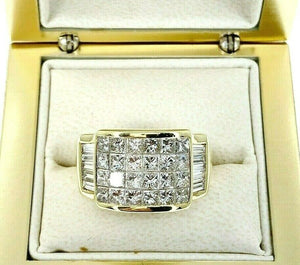 4.02 Carats t.w. Invisible Set Diamond Anniversary/Wedding Ring 18K Yellow Gold