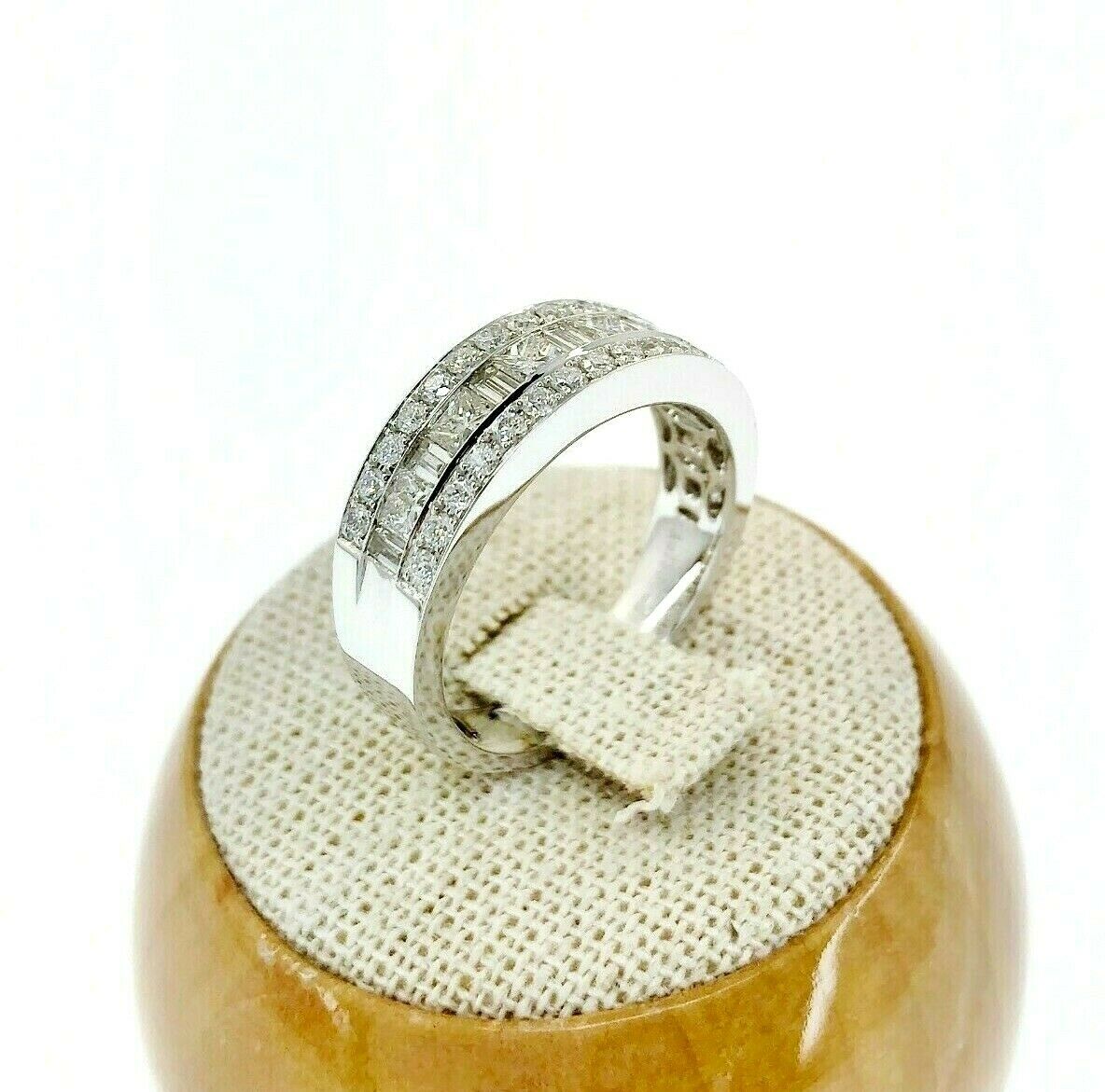 1.14 Carats G VS Diamond 3 Row Channel Pave Anniversary/Wedding Ring 18K Gold