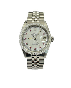 Rolex 36MM Datejust MOP Ruby Dial &Diamond Bezel Jubilee Band Steel Watch 1601
