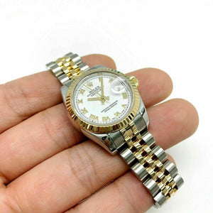 Rolex 26MM Lady Datejust 18 Karat Yellow Gold Steel Watch Ref # 179173 D Serial