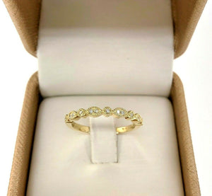 0.09 Carats t.w. Diamond Stack Ring/Wedding Band 14K Yellow Gold Round Diamonds