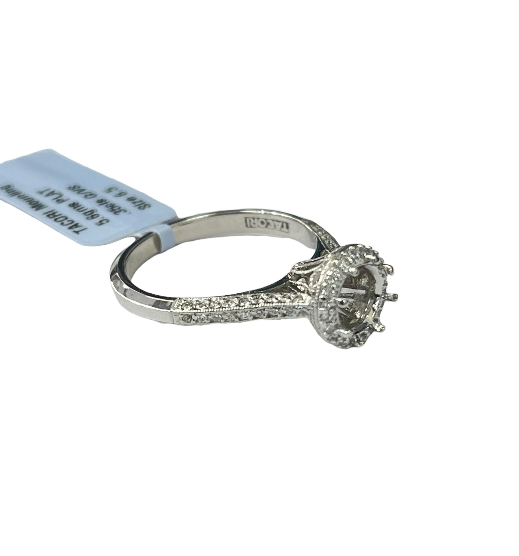 TACORI Signed 4 Prong Semi-Mounting Diamond Ring Platinum