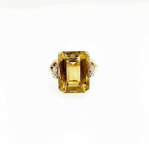 15.90 Carats t.w. Diamond and Citrine Ring 14K Rose Gold 15.70 Carats Center