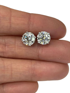 Round Brilliants Stud Diamond Earrings 3.02 Total Carats White Gold