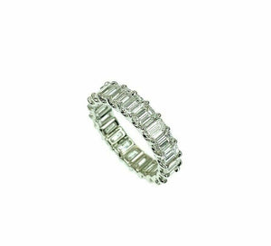 3.03 Carats Emerald Cut Diamond Eternity Band Ring Platinum 22 F- G VS Diamonds