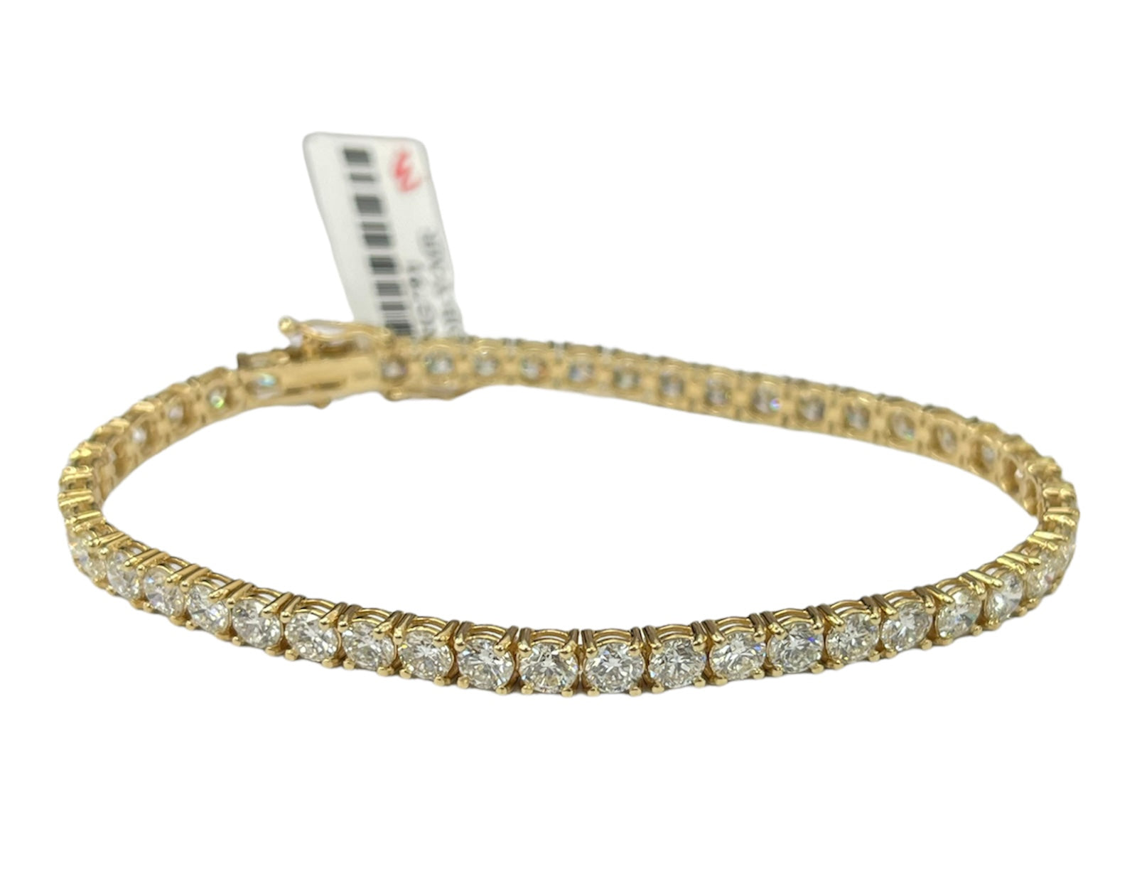 8.63 Carats Diamond Tennis Bracelet Round Brilliant 14K Yellow Gold