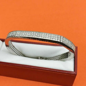 14.39 Carats t.w. Diamond Invisible Set Tennis Bracelet 18K Gold 41.6 Grams
