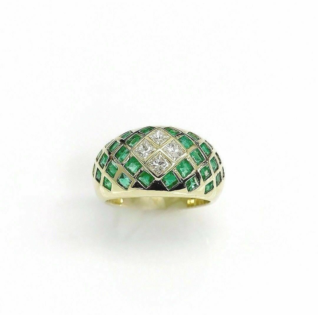 1.22 Carats t.w. Diamond and Emerald Anniversary Ring May Birthstone 14K Gold