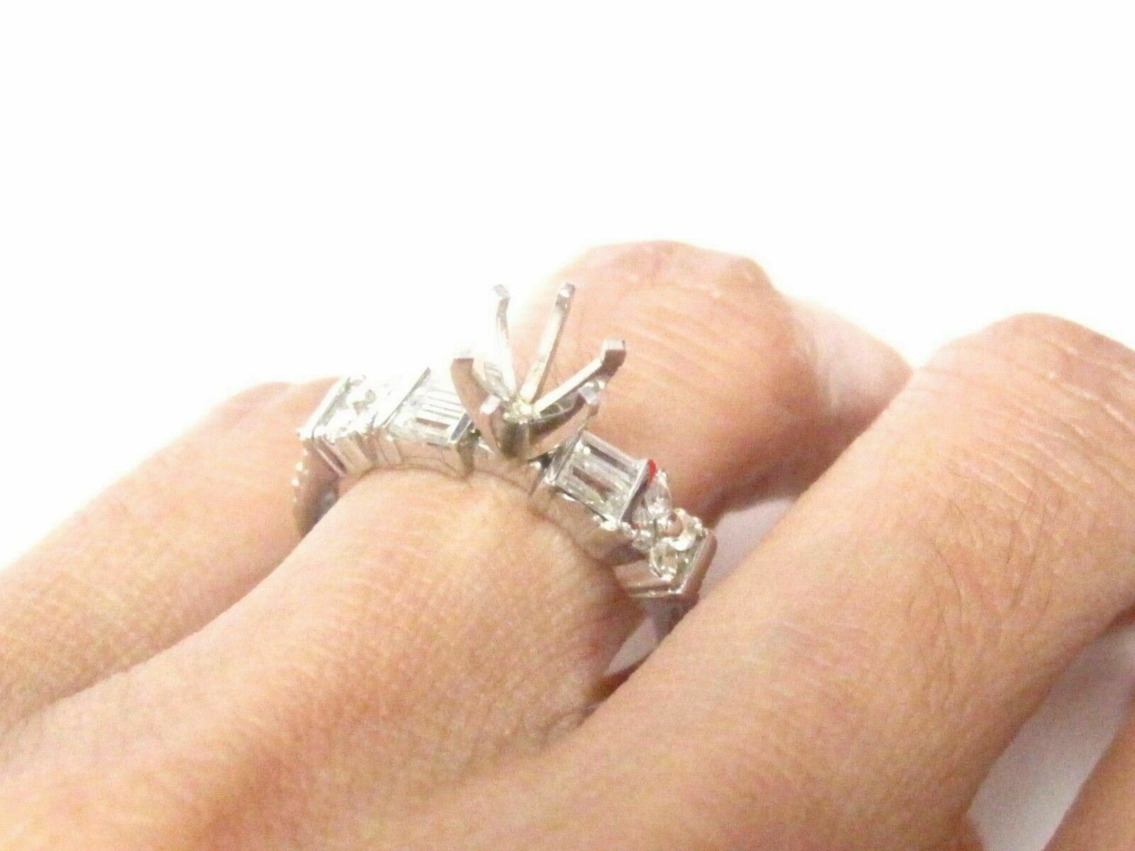 Fine Semi-Mounting Round Diamond Ring Wedding Set Size7 G SI1 14k White Gold