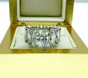 Estate 5.62 Carats t.w. Marquise Diamond Eternity Anniversary Ring D - F Color