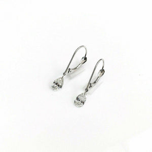 1.00cts Pear Brilliant Cut Diamond Leverback Earrings IGI Lab Graded I-J SI 14K