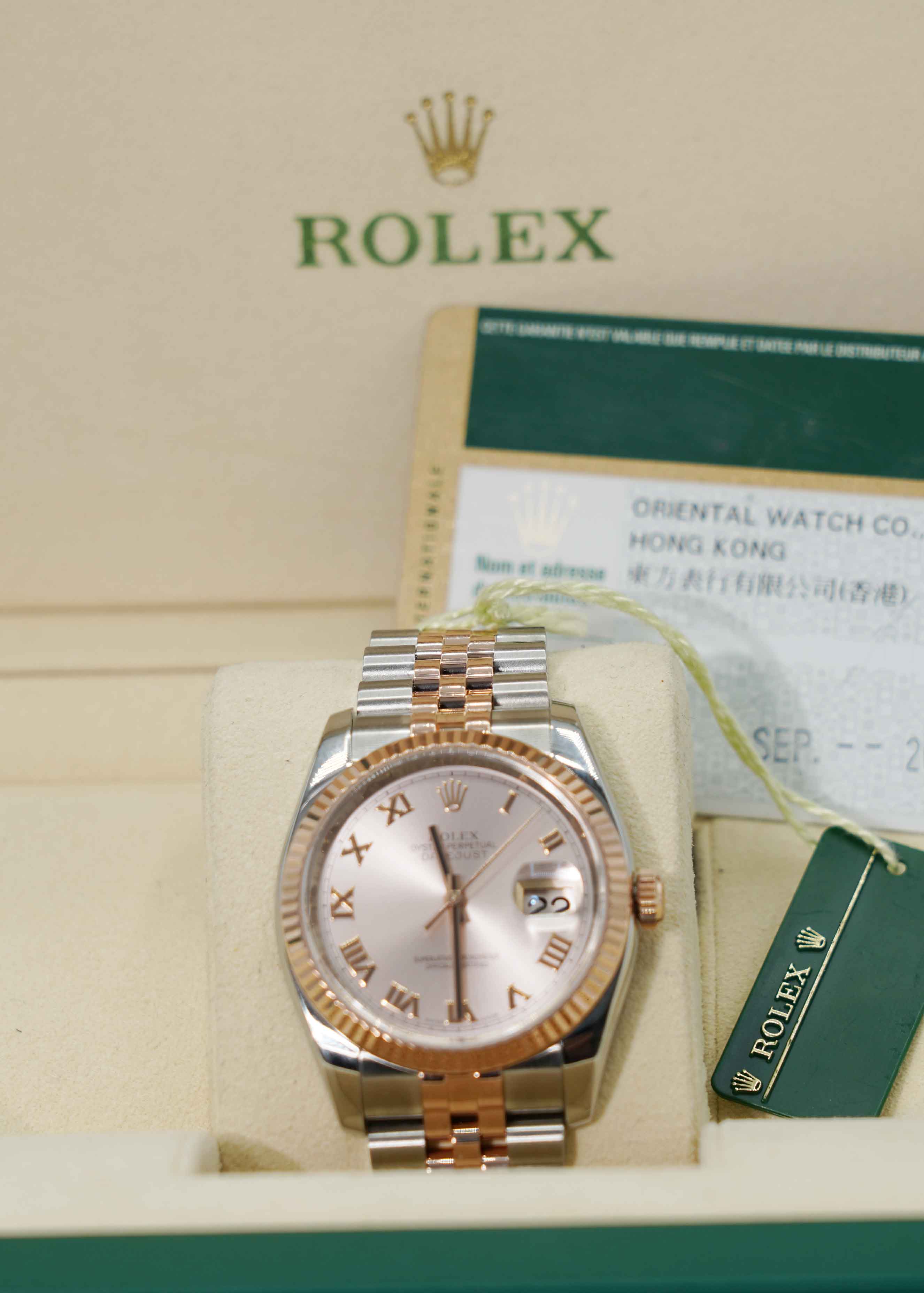 Rolex 36MM Date Just Rose Gold Two Tone 116231 2008 *Without Holes*