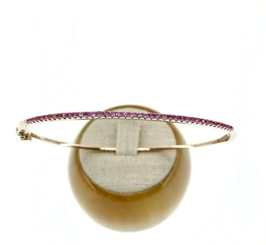 0.40 Carats t.w. Pink Sapphire Bangle Bracelet 14 Karat Rose Gold