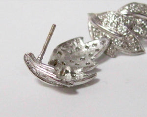.62 TCW Flower Leaf Round Cut Diamond Earrings Screw Back G SI1 14k White Gold