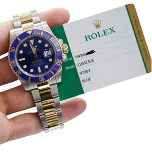 Rolex Ceramic Submariner Two Tone Date 40mm 116613 with Card dated 2019