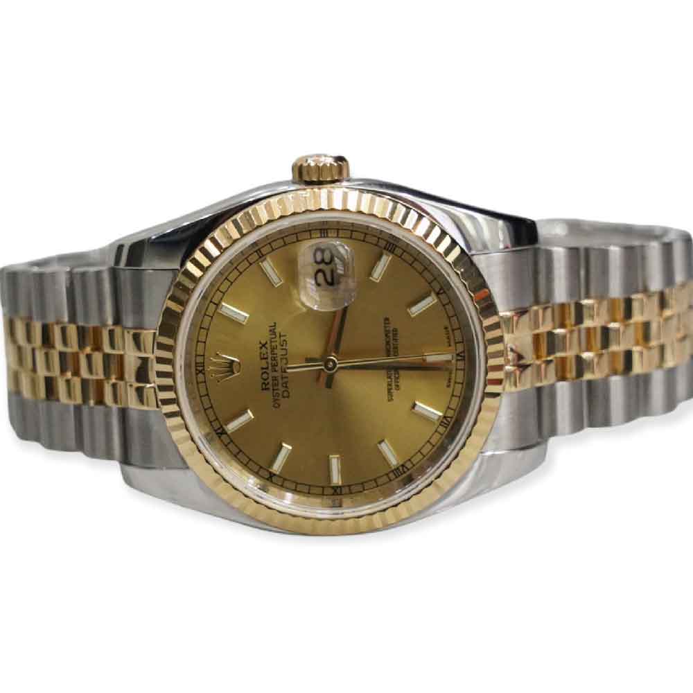Rolex Date Just 36MM 18K Champagne Dial Factory *New Style* 116233