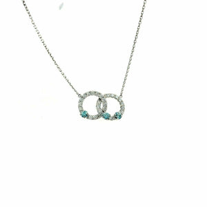 2.15 Carats t.w. Diamond and Blue Topaz 14K Gold Intertwined Circles Necklace