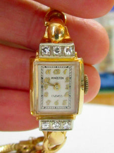 Vintage Women's Kingston Diamond 17 Jewels Yellow Gold Dress Watch Analog 14k YG NGDC.LA Vintage Women's Kingston Diamond 17 Jewels Yellow Gold Dress Watch Analog 14k YG NGDC.LA