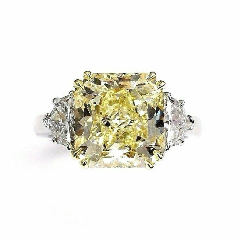Blissful 5.82 Carats t.w. Diamond Wedding Ring 5.07 Carats Fancy Yellow GIA VVS2